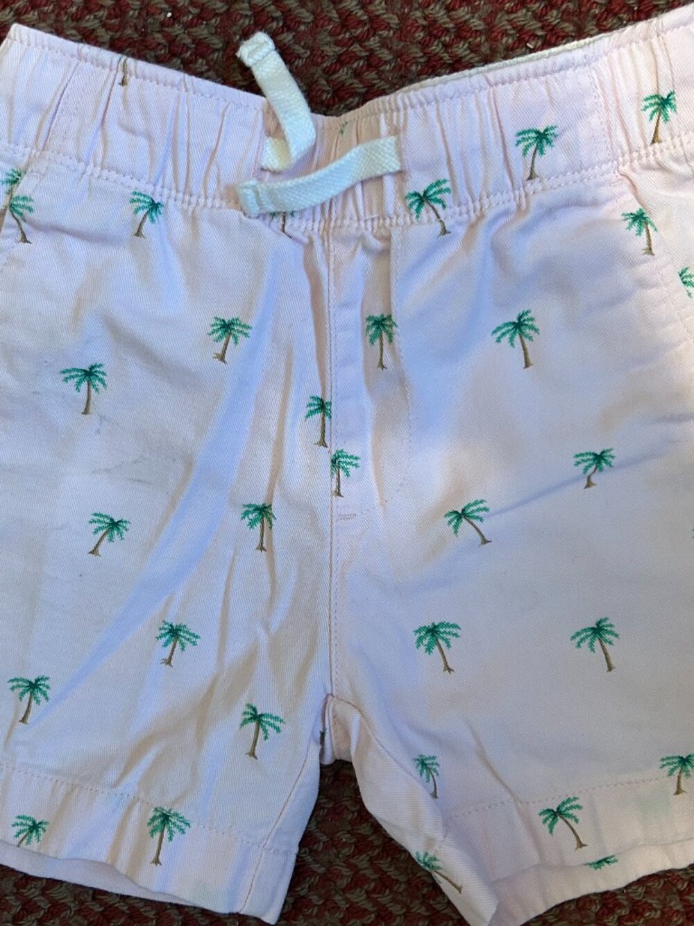 CREWCUTS Boys Shorts Pink with Bright Green Palm Trees.